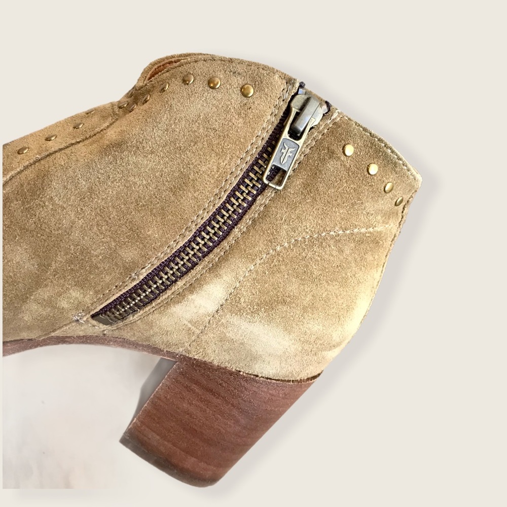 Frye Nora Stud Genuine Suede Zip Ankle Booties - Picture 10 of 15
